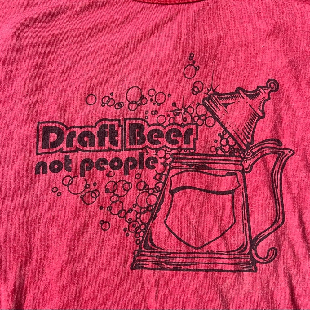Urban Renewal Red Ringer Tee “Draft Beer Not People”